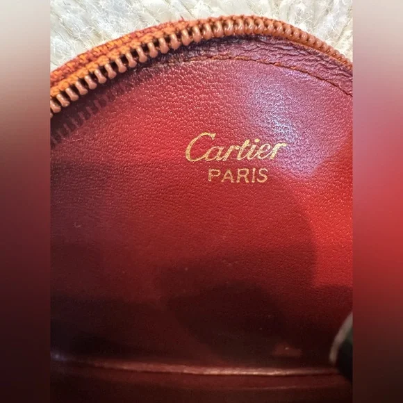 Vintage Cartier Bordeaux Leather Coin Pouch | 90s Must de Cartier Zip Wallet - Picture 6 of 9